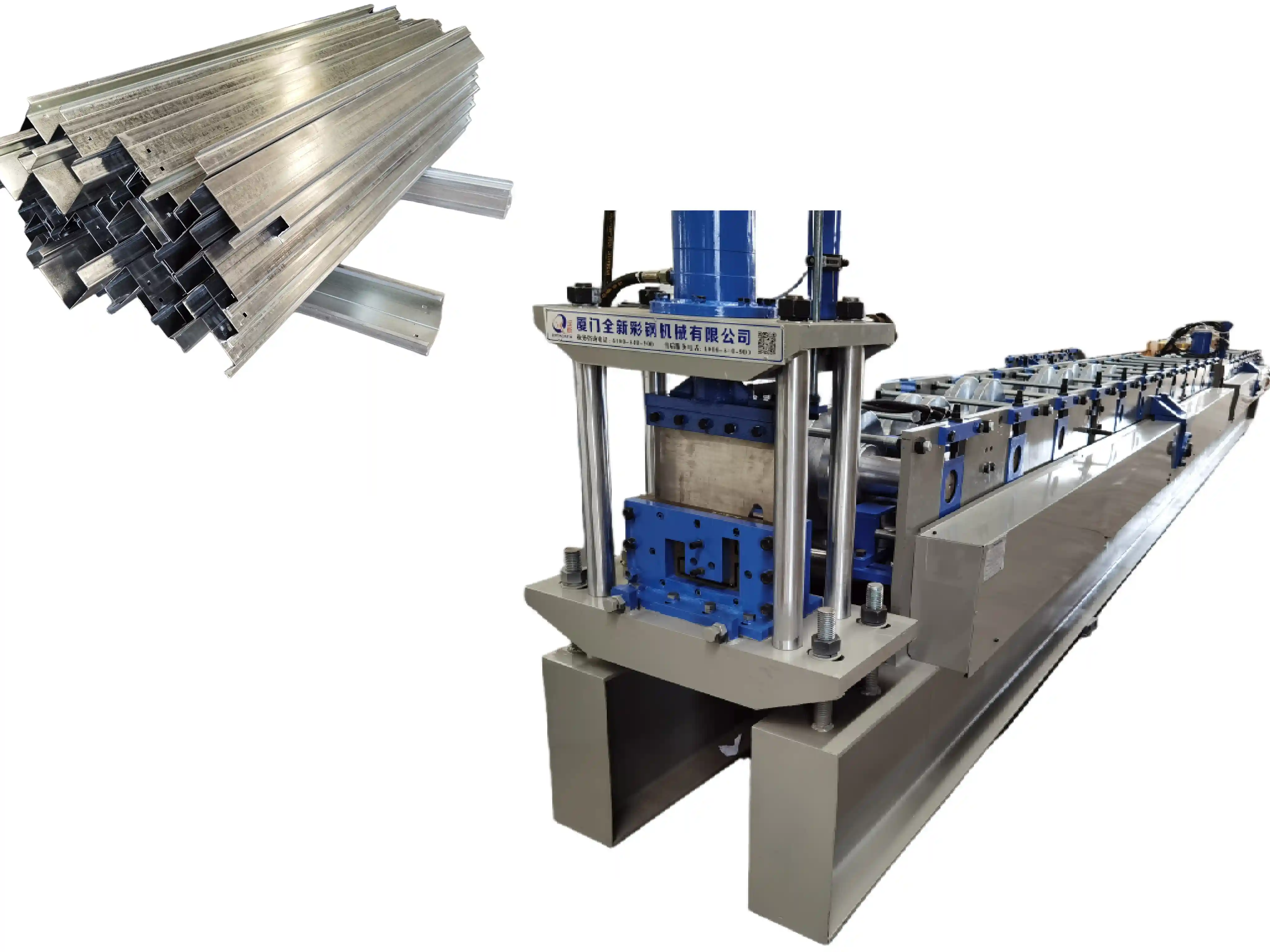 Macchina per la formatura di strutture in acciaio per case container